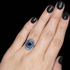 3.25ct SAPPHIRE COCKTAIL RING ROUND GRADIENT WHITE GOLD DOME STATEMENT BIG OMBRE