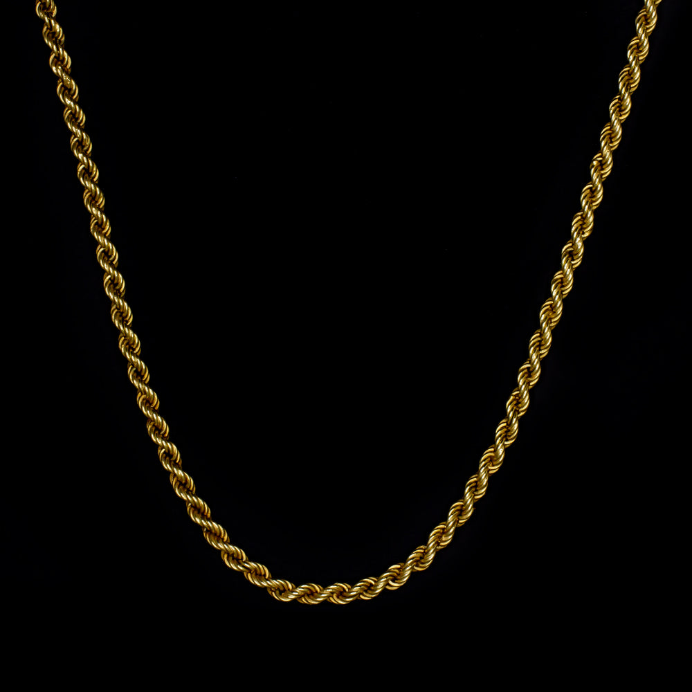 VINTAGE SOLID 14K YELLOW GOLD ROPE CHAIN NECKLACE 2.2mm 28 INCH 13gm MENS LADIES Ivy & Rose