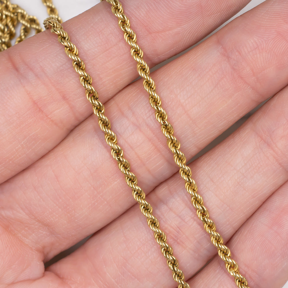 VINTAGE SOLID 14K YELLOW GOLD ROPE CHAIN NECKLACE 2.2mm 28 INCH 13gm MENS LADIES Ivy & Rose