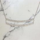 EX CUT NATURAL DIAMOND CURVED DOUBLE BAR PENDANT NECKLACE WHITE GOLD MINIMALIST