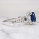 2.95ctw SAPPHIRE DIAMOND COCKTAIL RING HALO CUSHION CUT WHITE GOLD ENGAGEMENT