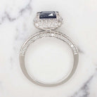2.95ctw SAPPHIRE DIAMOND COCKTAIL RING HALO CUSHION CUT WHITE GOLD ENGAGEMENT