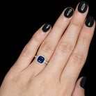 2.95ctw SAPPHIRE DIAMOND COCKTAIL RING HALO CUSHION CUT WHITE GOLD ENGAGEMENT
