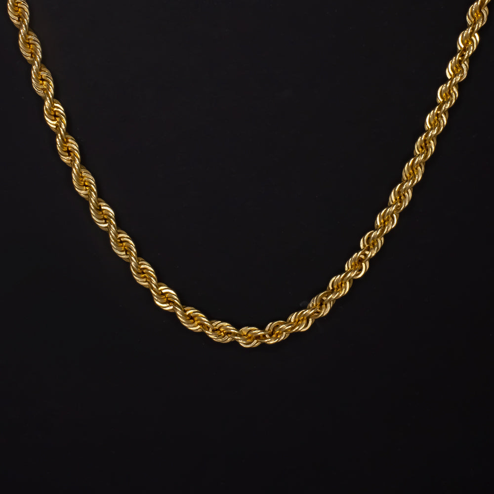 VINTAGE SOLID 14K YELLOW GOLD ROPE CHAIN 15 INCH 1.6m TWIST MENS LADIES NECKLACE