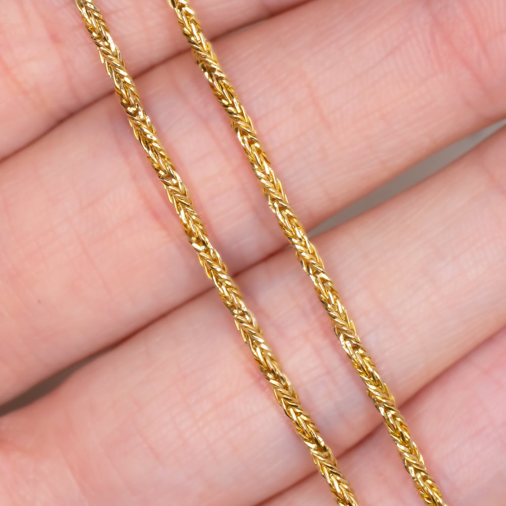 SOLID 14K YELLOW GOLD CHAIN 18 INCH 1.7mm ITALIAN BRAIDED ROPE CLASSIC NECKLACE
