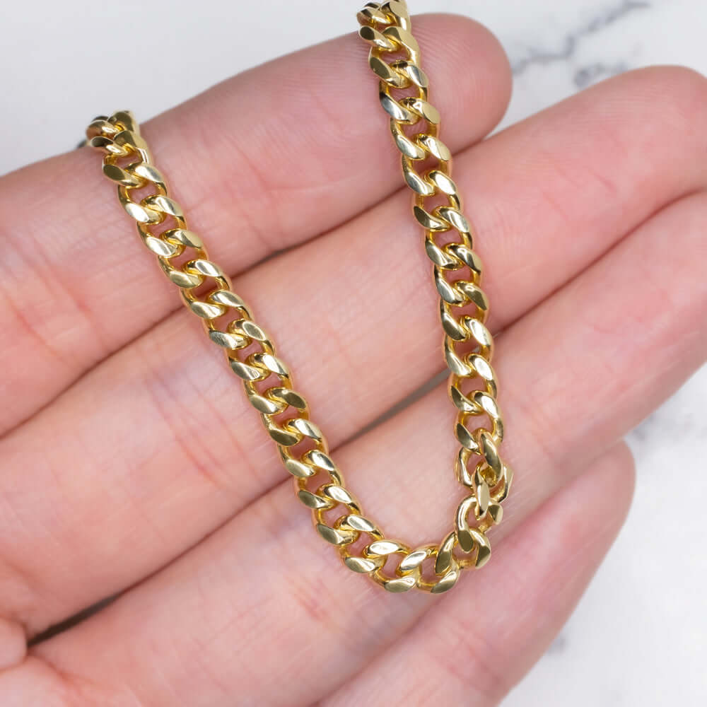 4.5mm 24.5gm SOLID 14k YELLOW GOLD CHAIN 16.5in MIAMI CUBAN LINK MENS NECKLACE Ivy & Rose
