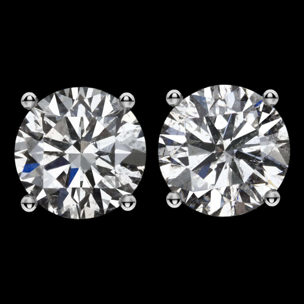 2.09ct VERY GOOD CUT NATURAL DIAMOND STUD EARRINGS MATCHING PAIR ROUND 2 CARAT