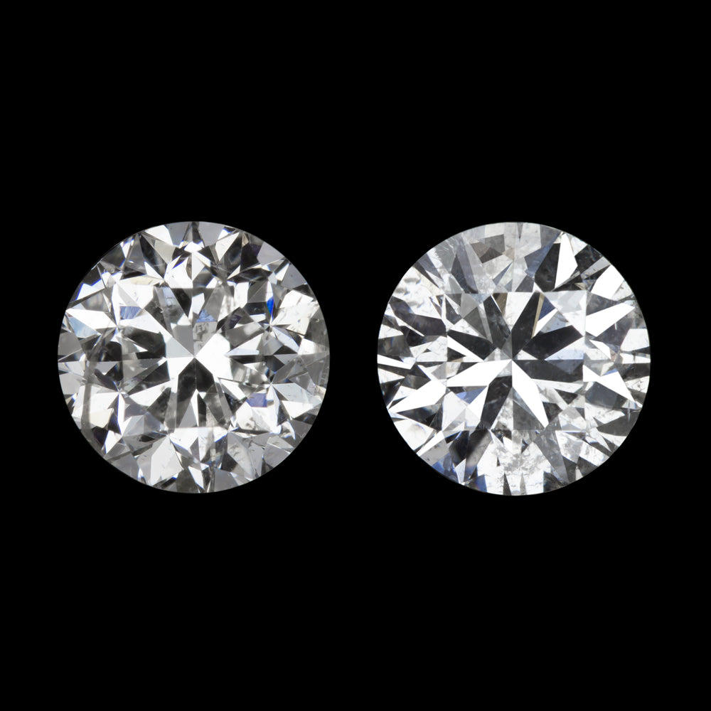 VG CUT 0.85ct F-G CLEAN NATURAL DIAMOND STUD EARRINGS ROUND BRILLIANT 3/4ct PAIR