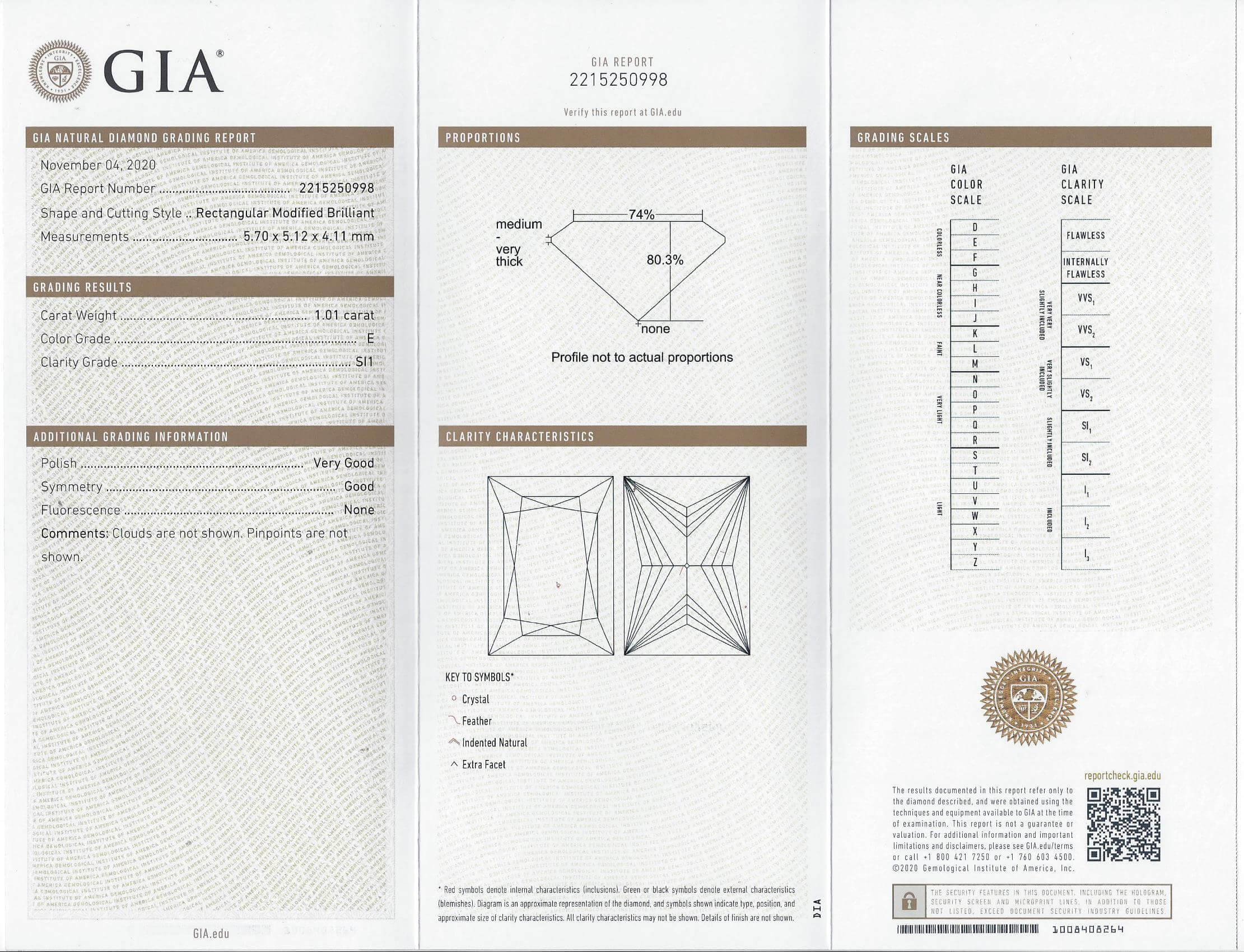 1 CARAT GIA CERTIFIED E SI1 DIAMOND PRINCESS RADIANT CUT NATURAL LOOSE ELONGATED