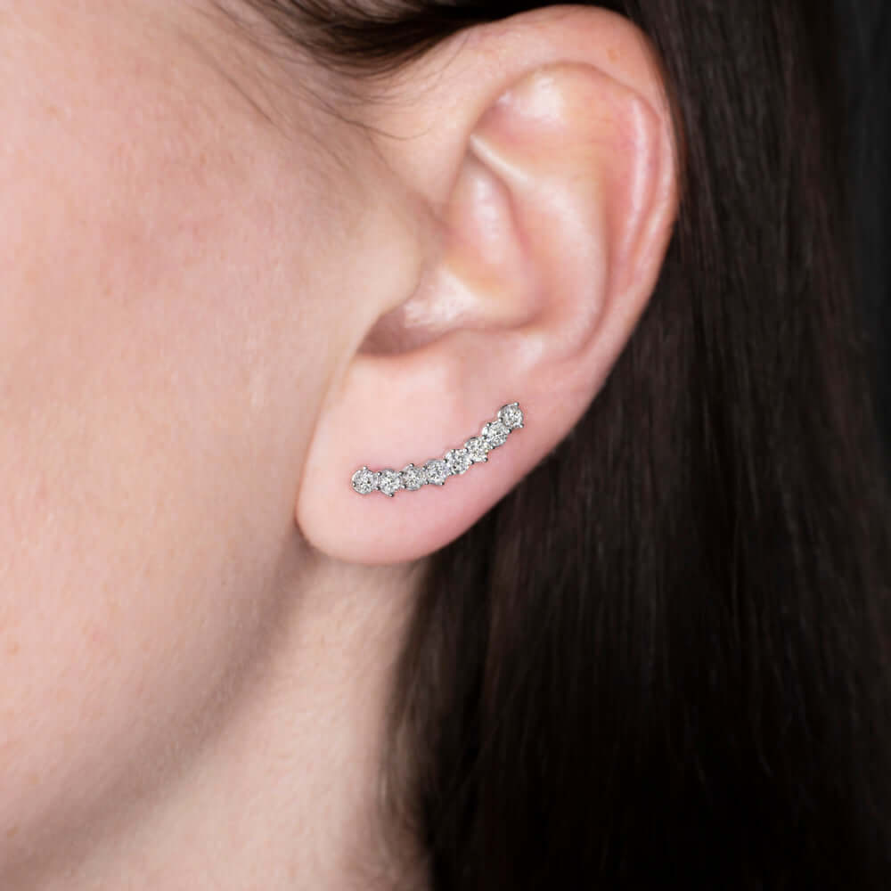 Diamond curved bar earrings Clearance