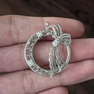 VINTAGE DIAMOND WREATH PENDANT BOW RIBBON CIRCLE FILIGREE NECKLACE WHITE GOLD