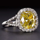 5 CARAT GIA CERTIFIED FANCY YELLOW VVS1 DIAMOND ENGAGEMENT RING PLATINUM HALO