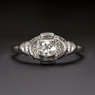 OLD MINE CUT F-G SI1 DIAMOND ANTIQUE ENGAGEMENT RING 18k WHITE GOLD VINTAGE 20s