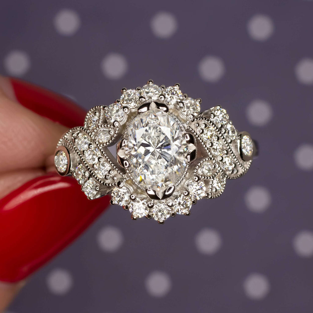 1/2 CARAT DIAMOND VINTAGE STYLE OVAL MOUNT ENGAGEMENT RING SETTING 8x6 COCKTAIL