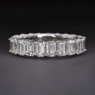 4.3ct EMERALD CUT DIAMOND WEDDING BAND ETERNITY RING WHITE GOLD STACKING NATURAL
