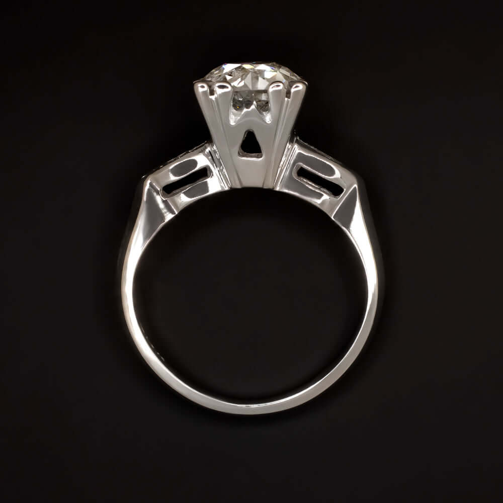 1.75ct DIAMOND VINTAGE ENGAGEMENT RING G SI OLD EUROPEAN CUT CLASSIC WHITE GOLD