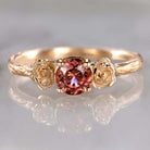 FLORAL RED TOURMALINE 14K ROSE GOLD RING SMOOTH BRANCH FLOWER RUSTIC RUBELLITE