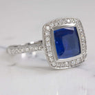 3.5ct SAPPHIRE DIAMOND COCKTAIL RING HALO CUSHION SHAPE WHITE GOLD ENGAGEMENT Ivy & Rose