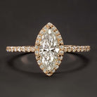 1 CARAT CERTIFIED G SI2 MARQUISE CUT DIAMOND ENGAGEMENT RING ROSE GOLD HALO 1ct