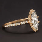 1 CARAT CERTIFIED G SI2 MARQUISE CUT DIAMOND ENGAGEMENT RING ROSE GOLD HALO 1ct