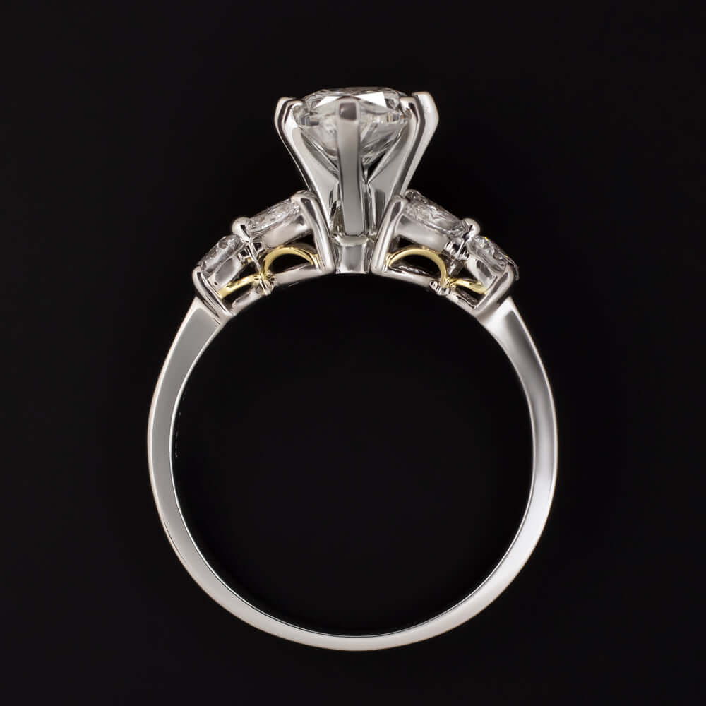 2ct GIA CERTIFIED G SI2 DIAMOND ENGAGEMENT RING PLATINUM DESIGNER PEAR SHAPE 1.5