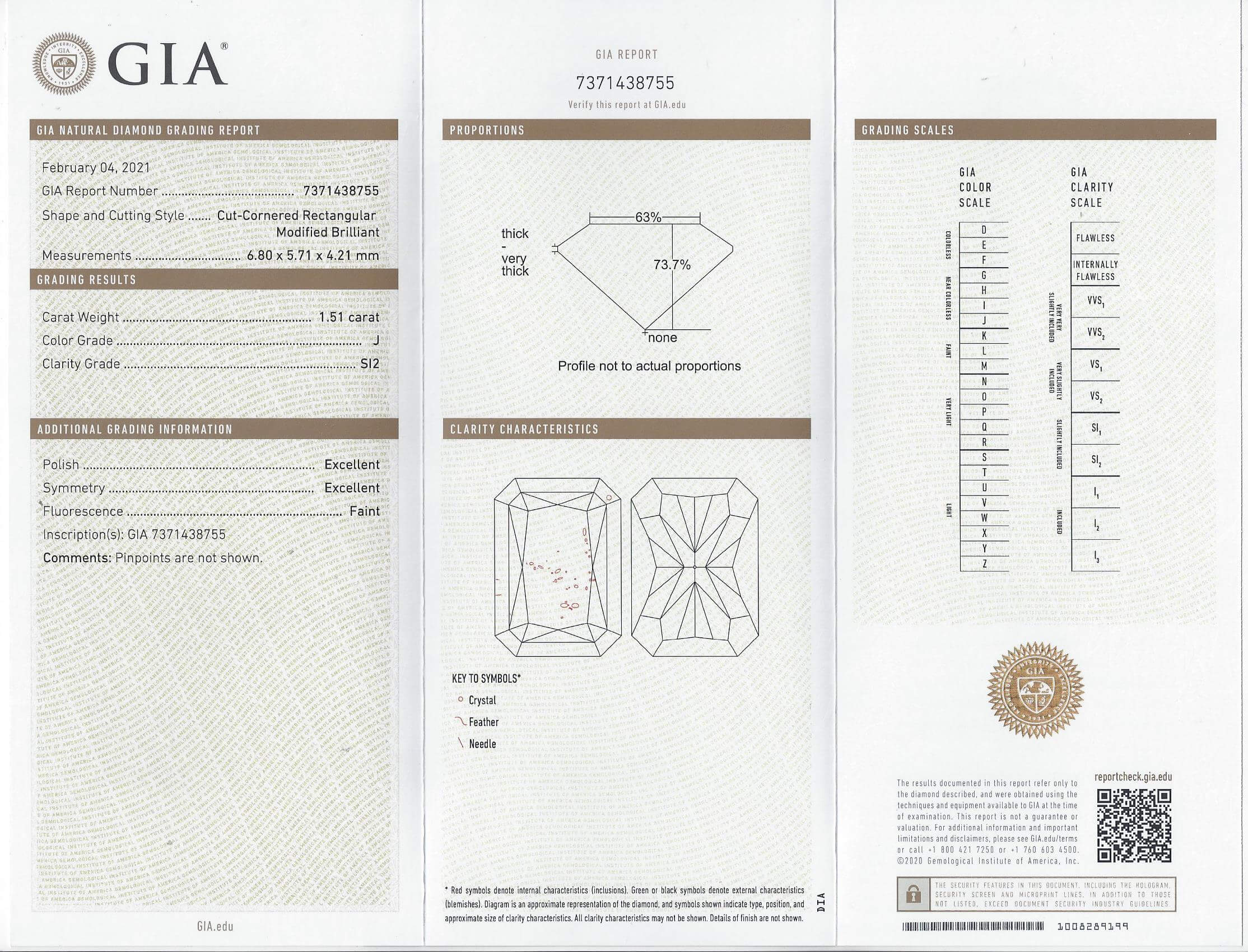 1.5 CARAT RADIANT CUT DIAMOND GIA CERTIFIED J SI2 NATURAL LOOSE ENGAGEMENT 1.5ct