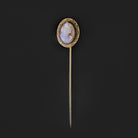 VINTAGE CAMEO STICK PIN ESTATE HAND CARVED PORTRAIT WOMAN VICTORIAN LADY