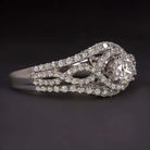 1.5ctw EXCELLENT CUT DIAMOND ENGAGEMENT RING WHITE GOLD ROUND HALO SPLIT SHANK