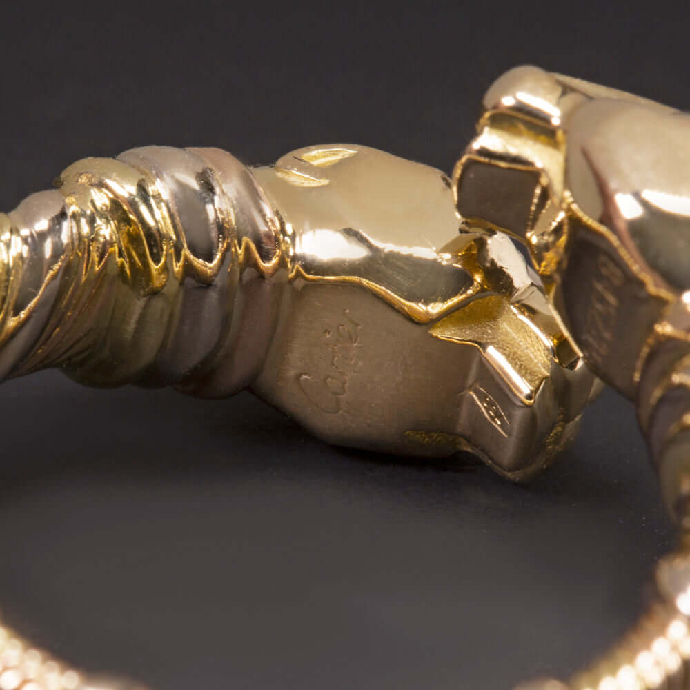 AUTHENTIC CARTIER PANTHÈRE RING 18K TRI-TONE GOLD PANTHER BYPASS REAL DESIGNER Ivy & Rose