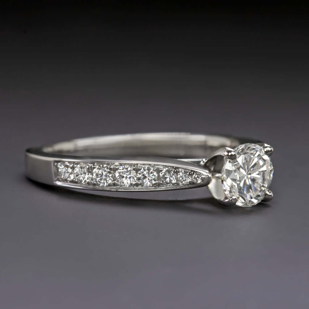 0.81cr D-E SI NATURAL DIAMOND ENGAGEMENT RING 18k WHITE GOLD ROUND BRILLIANT CUT