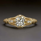 0.89ct OLD EUROPEAN CUT DIAMOND ENGAGEMENT RING VINTAGE 14k YELLOW GOLD ANTIQUE