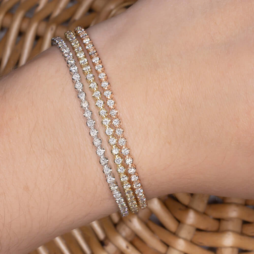 2 CARAT VERY GOOD CUT DIAMOND TENNIS BRACELET ROSE GOLD ROUND BRILLIANT CLASSIC