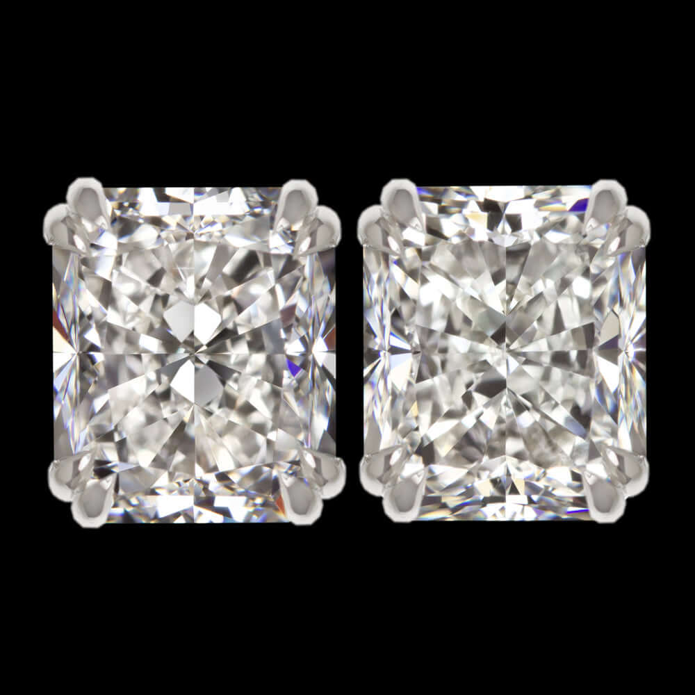 3ct GIA CERTIFIED J VS2-SI1 RADIANT CUT DIAMOND STUD EARRINGS PAIR NATURAL LOOSE