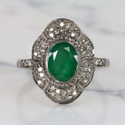 1.5 CARAT NATURAL EMERALD DIAMOND COCKTAIL RING GREEN OVAL SHAPE CUT DOUBLE HALO
