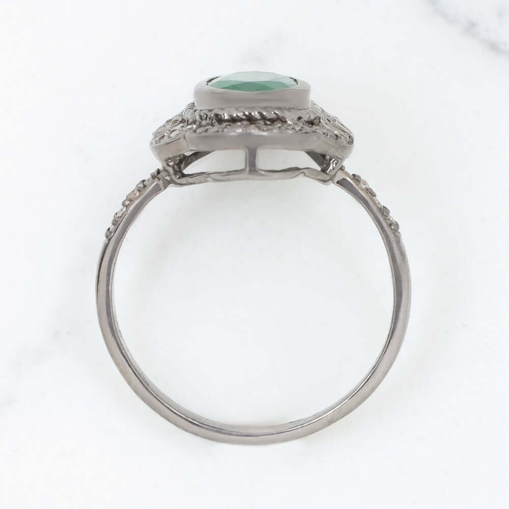 1.5 CARAT NATURAL EMERALD DIAMOND COCKTAIL RING GREEN OVAL SHAPE CUT DOUBLE HALO