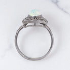 NATURAL OPAL DIAMOND COCKTAIL RING OVAL SHAPE CABOCHON DOUBLE HALO BOHO STYLE