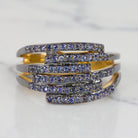 NATURAL EARTH MINED BLUE SAPPHIRE COCKTAIL RING PAVE WIDE BAND MODERN RUSTIC