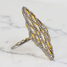 NATURAL .84c PAVE DIAMOND STATEMENT RING 1.5in BIG GEOMETRIC COCKTAIL LONG CUFF