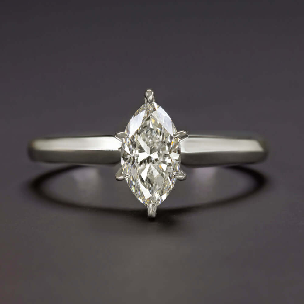 0.79ct MARQUISE DIAMOND ENGAGEMENT RING H-I SI2 NATURAL WHITE GOLD SOLITAIRE 3/4 Ivy & Rose