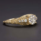 0.94ct GIA CERTIFIED DIAMOND VINTAGE ENGAGEMENT RING YELLOW GOLD ROUND FILIGREE Ivy & Rose