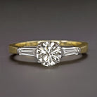 VERY GOOD CUT DIAMOND 18k ENGAGEMENT RING I SI1-SI2 ROUND GOLD TAPERED BAGUETTE Ivy & Rose