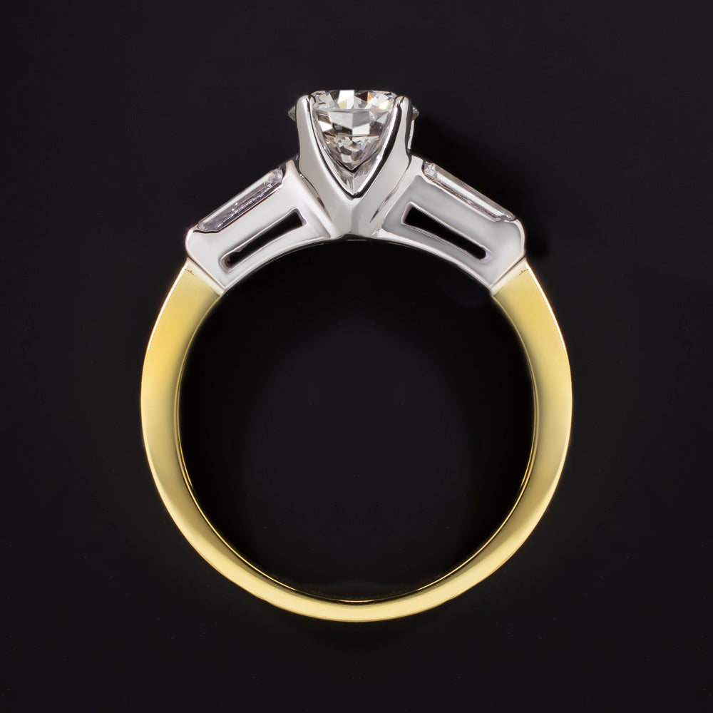 VERY GOOD CUT DIAMOND 18k ENGAGEMENT RING I SI1-SI2 ROUND GOLD TAPERED BAGUETTE Ivy & Rose