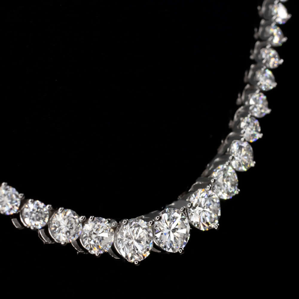 7 CARAT NATURAL DIAMOND RIVIERA NECKLACE WHITE GOLD IDEAL CUT TENNIS GRADUATED Ivy & Rose