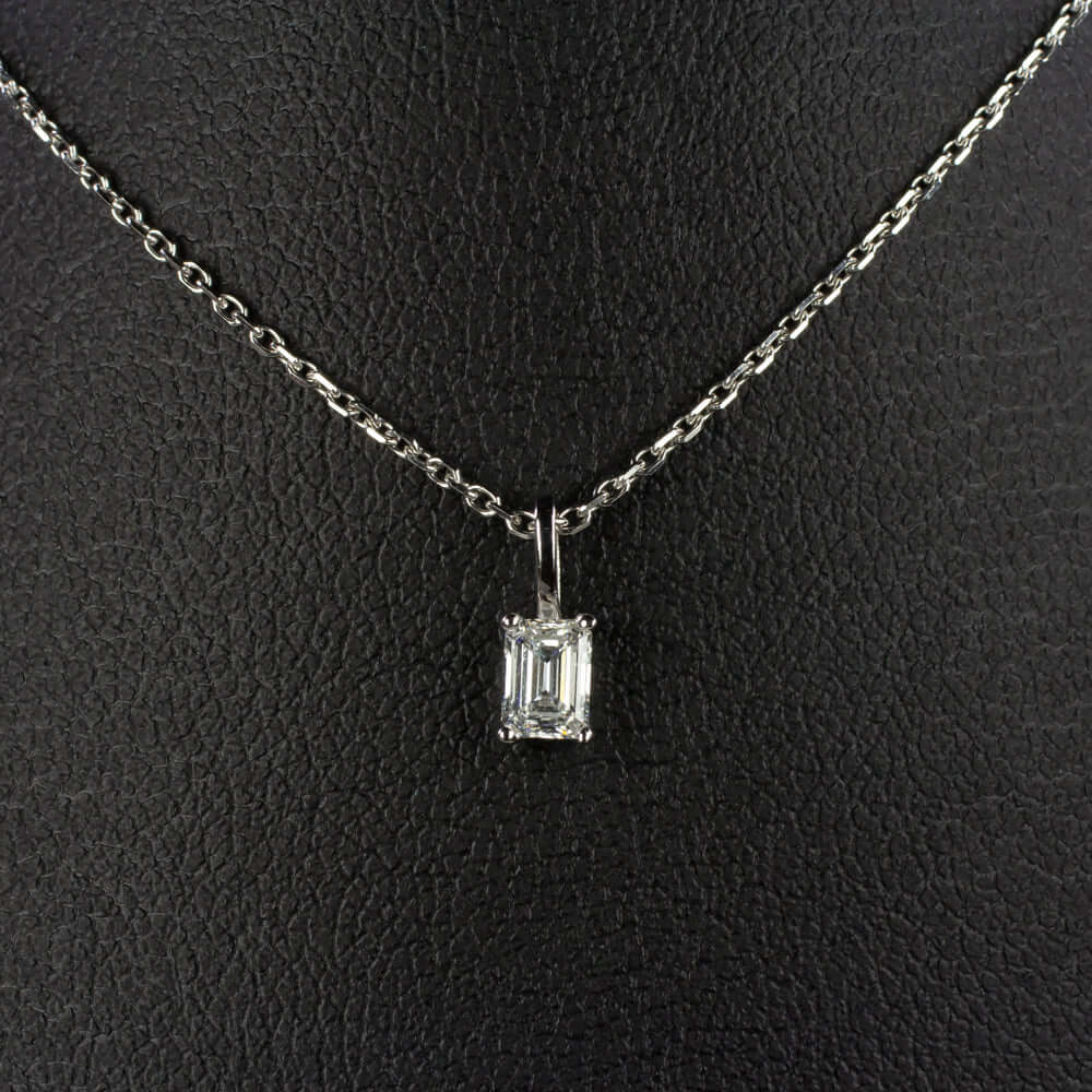 1 Ct Emerald Cut Diamond Solitaire Pendant Necklace for Her 14k Yellow Gold  Over | eBay