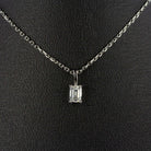 EMERALD SHAPE CUT NATURAL DIAMOND NECKLACE MINIMALIST CHARM PENDANT 14k DAINTY