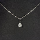 PEAR SHAPE CUT NATURAL DIAMOND NECKLACE MINIMALIST CHARM PENDANT 14k WHITE GOLD