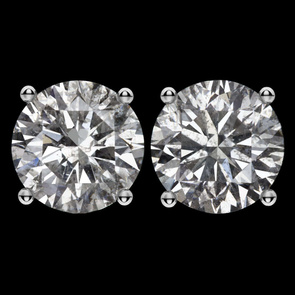 2.06ct VERY GOOD CUT NATURAL DIAMOND STUD EARRINGS ROUND BRILLIANT PAIR 2 CARAT