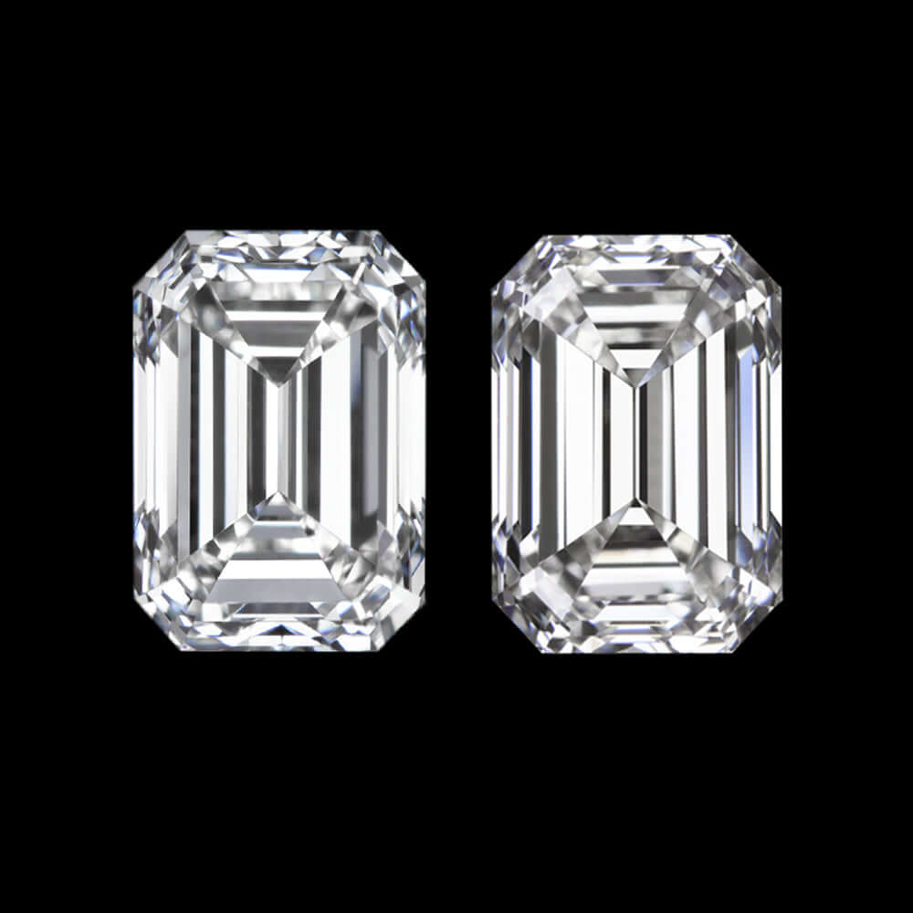 F VS 0.80ct EMERALD CUT DIAMOND MATCHING PAIR STUD EARRINGS LOOSE 3 STONE ACCENT