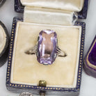 7.5ct VINTAGE AMETHYST COCKTAIL RING 14K WHITE GOLD LONG PURPLE ART DECO ESTATE Ivy & Rose
