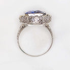 BLUE SPINEL 14k TWO TONE GOLD VINTAGE COCKTAIL RING FILIGREE ESTATE STATEMENT